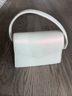 Anima Iris White Pebbled iridescent Leather Top-Handle Women's Bag